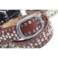 Leather belt factory colorful leather and rhinestone rivet belt